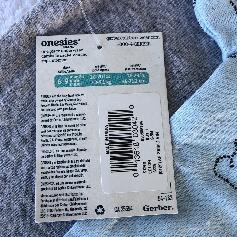 Gerber 4 Pack Onesies Blue/Grey Short Sleeves, Snap Closures, Bodysuits 6-9 Mo - Picture 11 of 11